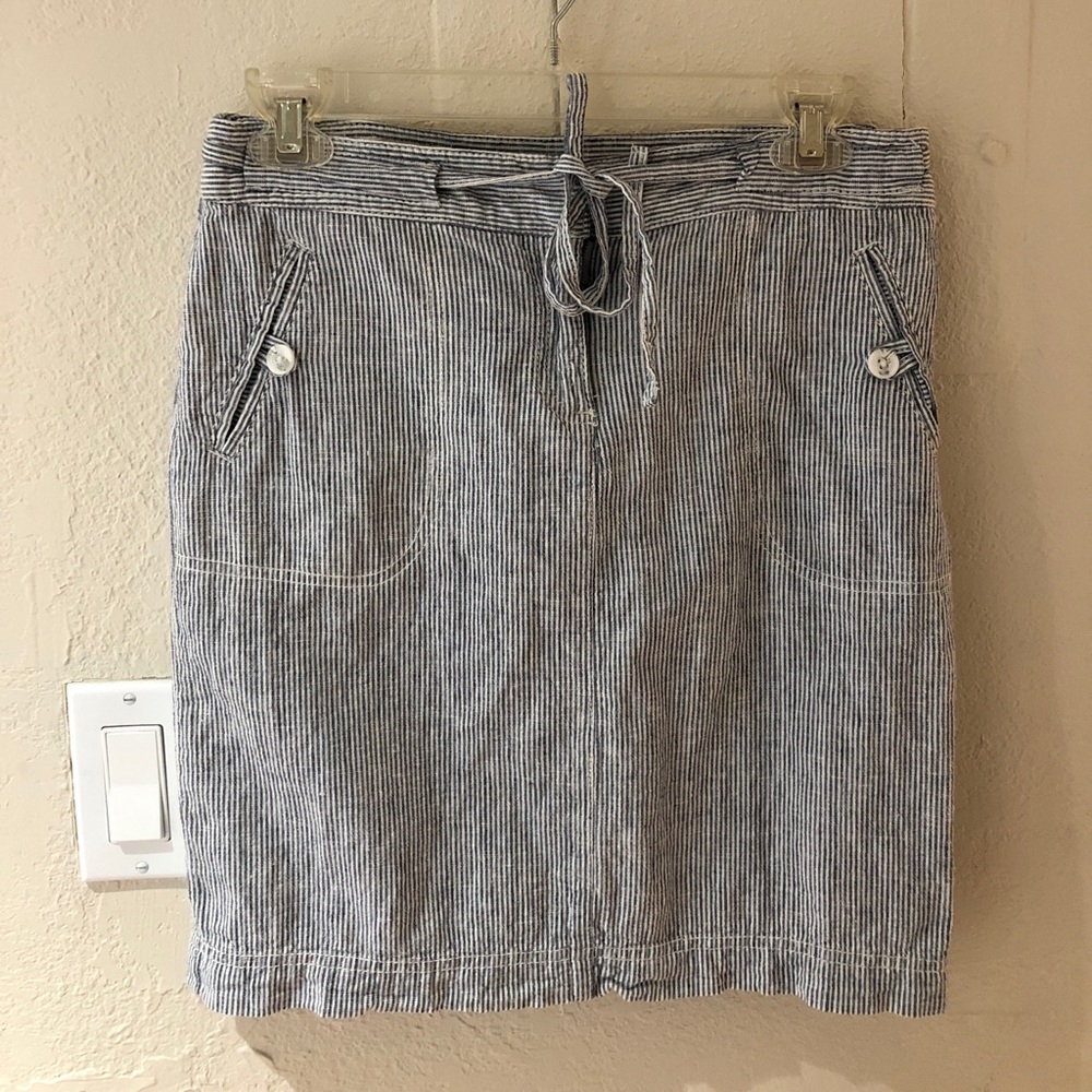 Pinstripe linen skirt with back slit